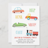 Uitnodiging van de verjaardagspartij van Beep Honk (Voorkant)