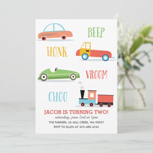 Uitnodiging van de verjaardagspartij van Beep Honk (Staand voorkant)