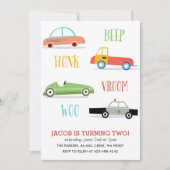 Uitnodiging van de verjaardagspartij van Beep Honk (Voorkant)