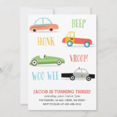 Uitnodiging van de verjaardagspartij van Beep Honk (Voorkant)