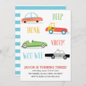 Uitnodiging van de verjaardagspartij van Beep Honk (Voorkant / Achterkant)