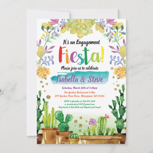 Uitnodiging van de verlovingspartij Fiesta met cac (Voorkant)