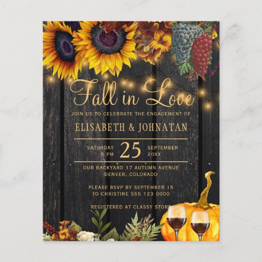 Uitnodiging van de verlovingspartij van de herfst  flyer (Voorkant)