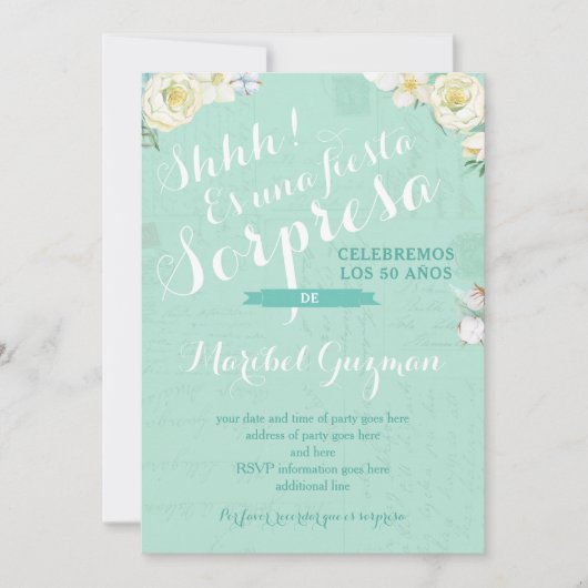 Uitnodiging van de verrassende partij voor de verj (Voorkant)