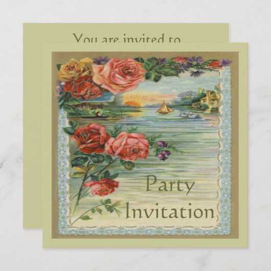  uitnodiging van de Victoriaans partij (Voorkant / Achterkant)