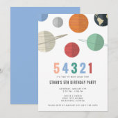 Uitnodiging van de vijfde Birthday Space Party voo (Voorkant / Achterkant)