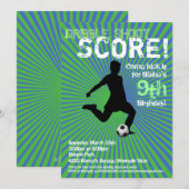 Uitnodiging van de voetbalpartij - Jongen, Groen e (Voorkant / Achterkant)