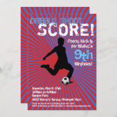 Uitnodiging van de voetbalpartij - Jongen, Rood en (Voorkant / Achterkant)