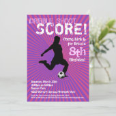 Uitnodiging van de voetbalpartij - Meisje, Roze en (Staand voorkant)