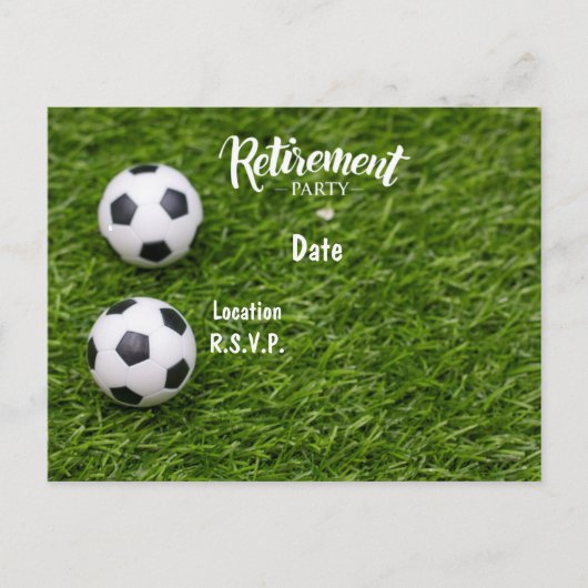Uitnodiging van de voetbalpartij op groengras (Voorkant)