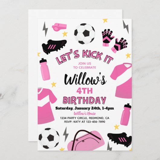 Uitnodiging van de voetbalpartij | Uitnodigingen v (Voorkant / Achterkant)