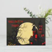 Uitnodiging van de volle Moon Halloween-partij (Staand voorkant)