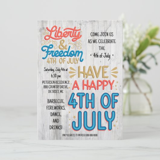 Uitnodiging van de Vrijheids- en Vrijheids BBQ van (Staand voorkant)