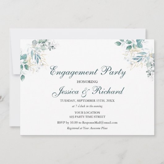 Uitnodiging van de waterverf Engagement Party (Voorkant)