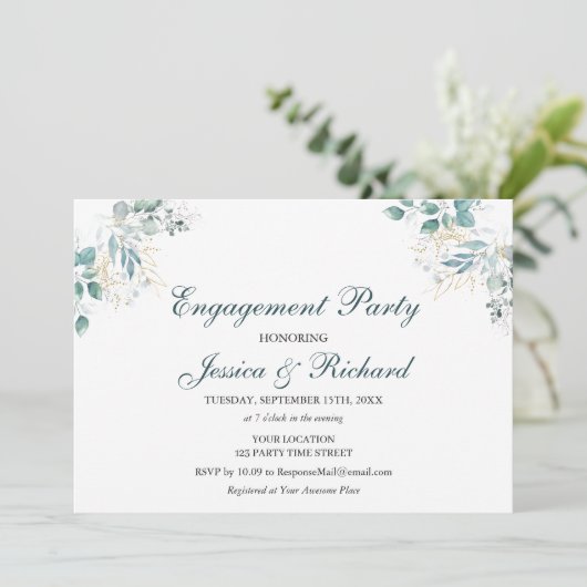 Uitnodiging van de waterverf Engagement Party (Staand voorkant)