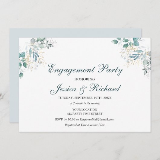 Uitnodiging van de waterverf Engagement Party (Voorkant / Achterkant)