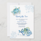 uitnodiging van de waterverf om de verjaardag van  (Voorkant)