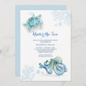 uitnodiging van de waterverf om de verjaardag van  (Voorkant / Achterkant)