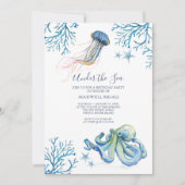 uitnodiging van de waterverf om de verjaardag van  (Voorkant)