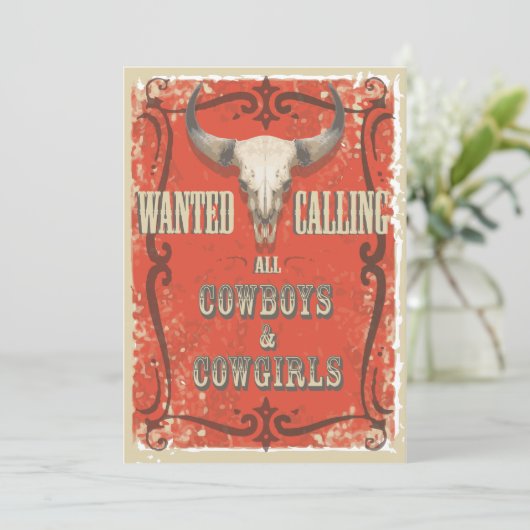 Uitnodiging van de Westerne partij Rustic (Staand voorkant)