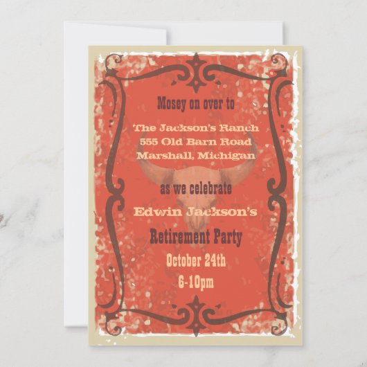 Uitnodiging van de Westerne partij Rustic (Achterkant)