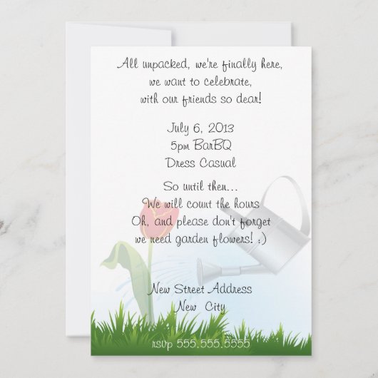 Uitnodiging van de Whimiscal Garden Housewarming P (Achterkant)