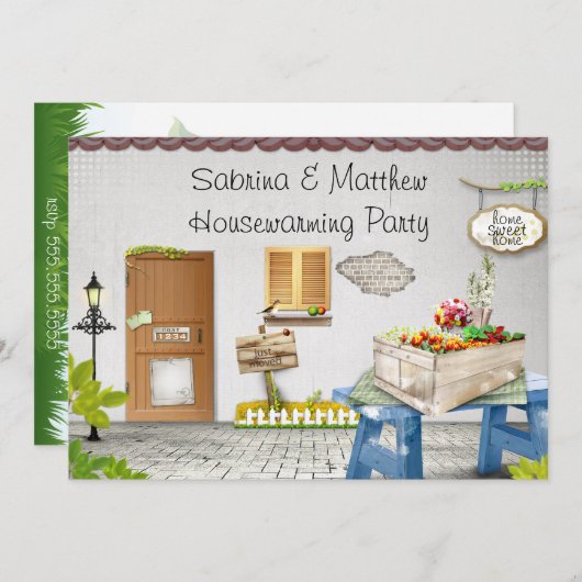 Uitnodiging van de Whimiscal Garden Housewarming P (Voorkant / Achterkant)