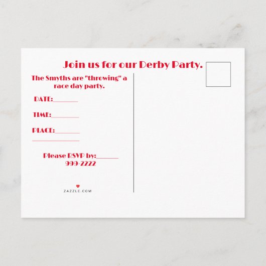 UITNODIGING VAN DE WHOOPS RACE DAY PARTIJ (Achterkant)