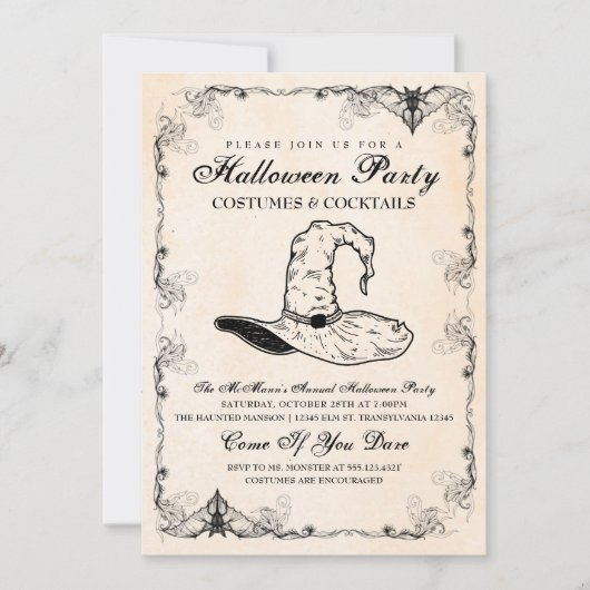 Uitnodiging van de Witch Halloween Partij (Voorkant)