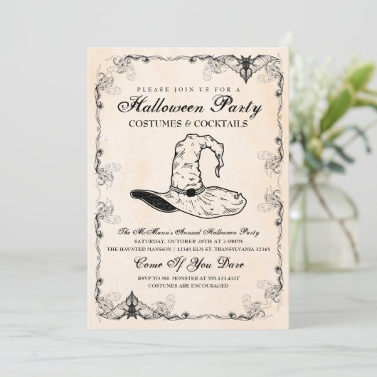 Uitnodiging van de Witch Halloween Partij (Staand voorkant)