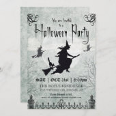 Uitnodiging van de Witch Halloween Partij (Voorkant / Achterkant)