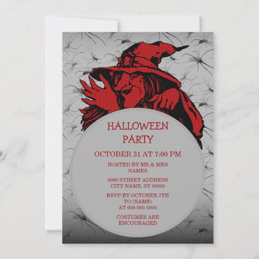 Uitnodiging van de Witch Halloween Partij (Achterkant)