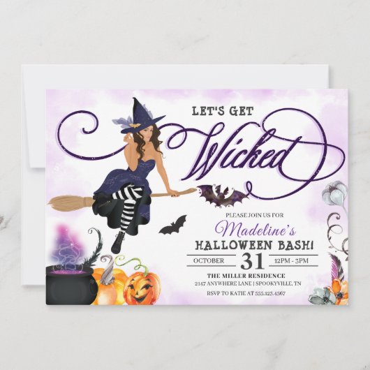 Uitnodiging van de Witch Halloween Partij (Voorkant)
