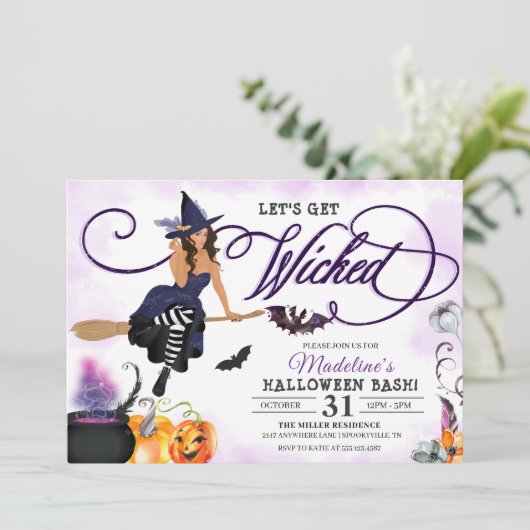 Uitnodiging van de Witch Halloween Partij (Staand voorkant)