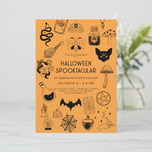 Uitnodiging van de Witch Halloween Partij (Staand voorkant)