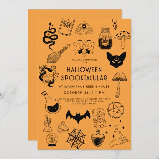 Uitnodiging van de Witch Halloween Partij (Voorkant / Achterkant)