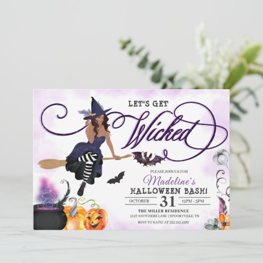 Uitnodiging van de Witch Halloween Partij (Staand voorkant)