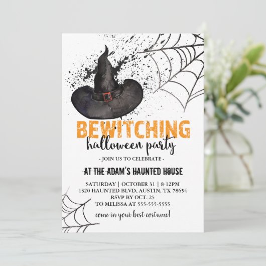 Uitnodiging van de Witch Halloween Partij (Staand voorkant)