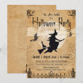 Uitnodiging van de Witch Halloween Partij (Voorkant / Achterkant)