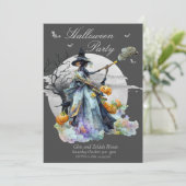 Uitnodiging van de Witch Halloween Partij (Staand voorkant)
