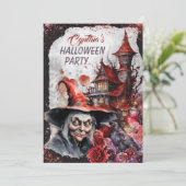 Uitnodiging van de Witch Halloween Partij (Staand voorkant)