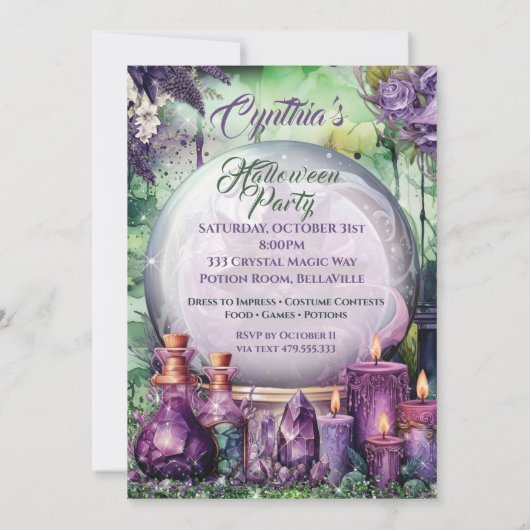 Uitnodiging van de Witch Halloween Partij (Achterkant)