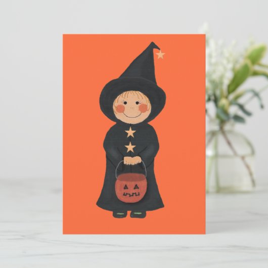 Uitnodiging van de Witch Halloween Partij (Staand voorkant)