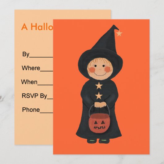 Uitnodiging van de Witch Halloween Partij (Voorkant / Achterkant)