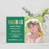 Uitnodiging van de witte, gouden en groene GraduPa (Staand voorkant)