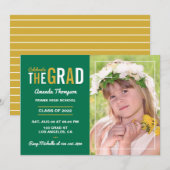 Uitnodiging van de witte, gouden en groene GraduPa (Voorkant / Achterkant)