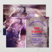 Uitnodiging van de Wolf Halloween Party (Voorkant / Achterkant)