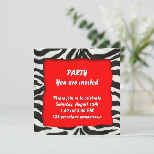 uitnodiging van de zebra (Staand voorkant)