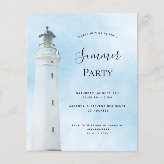Uitnodiging van de zomerse vuurtoren (Voorkant)