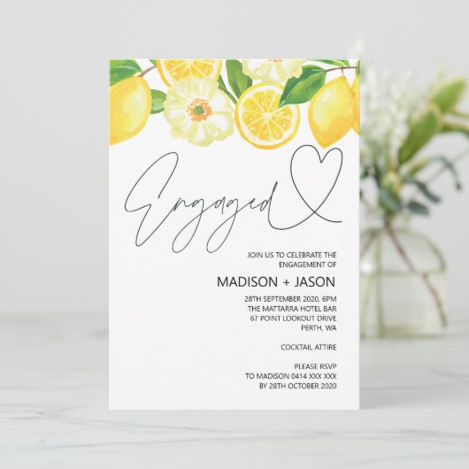 Uitnodiging van de zomertijdlemon Engagement Party (Staand voorkant)